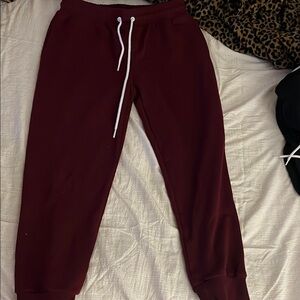 Fashion Nova Maroon Jogger Pants with White Drawstring